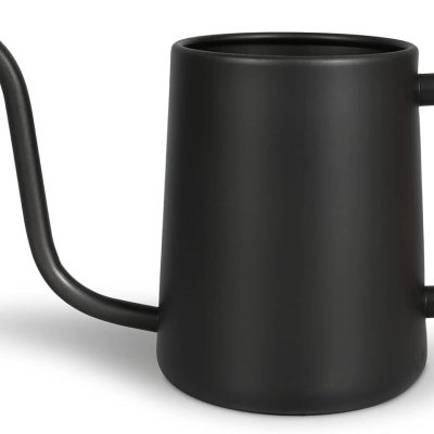 Watering Can for Indoor Plants, 35 oz/1000 ml Metal Stainless Steel Pot with Long Spout for House Plants Bonsai Outdoor Garden Flower Decorative (Black)