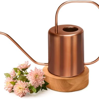 Rose Gold Metal Watering Can Indoor Plants, 54 oz Stainless Steel Long Spout Watering Can Outdoor House Plant Flower, Garden
