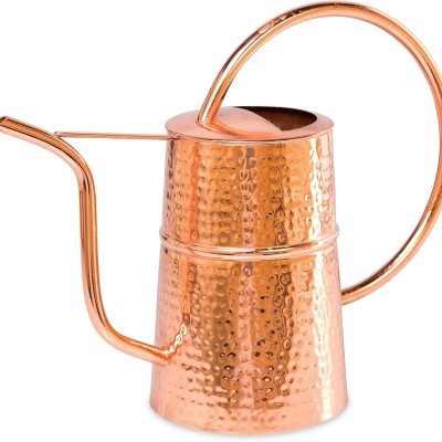Copper Plated Indoor Watering Can | 3 Quart Water Capacity, Decorative Copper-Plated Steel with Easy Pour Curved Spout for Houseplants, Succulents, Seeds, and Herbs