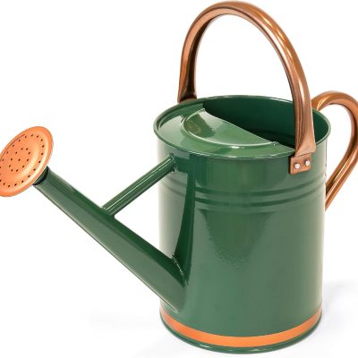 1-Gallon Lightweight Galvanized Steel Gardening Watering Can w/O-Ring, Top Handle, and Copper Accents